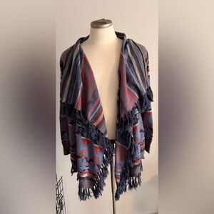 Tasha Polizzi Multicolor 100% Cotton Fringe Cardigan Medium